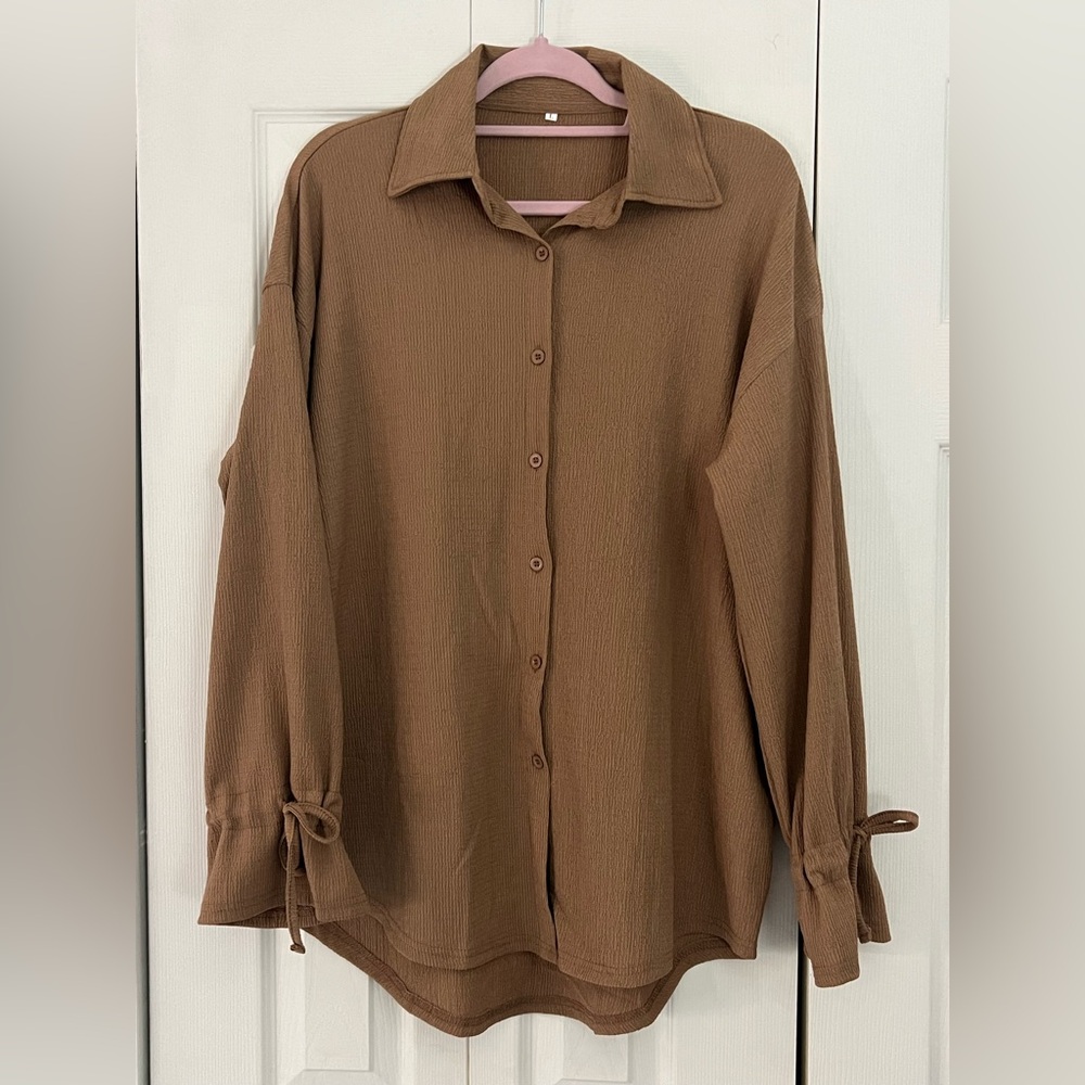 Brown Button-Up Women's Top